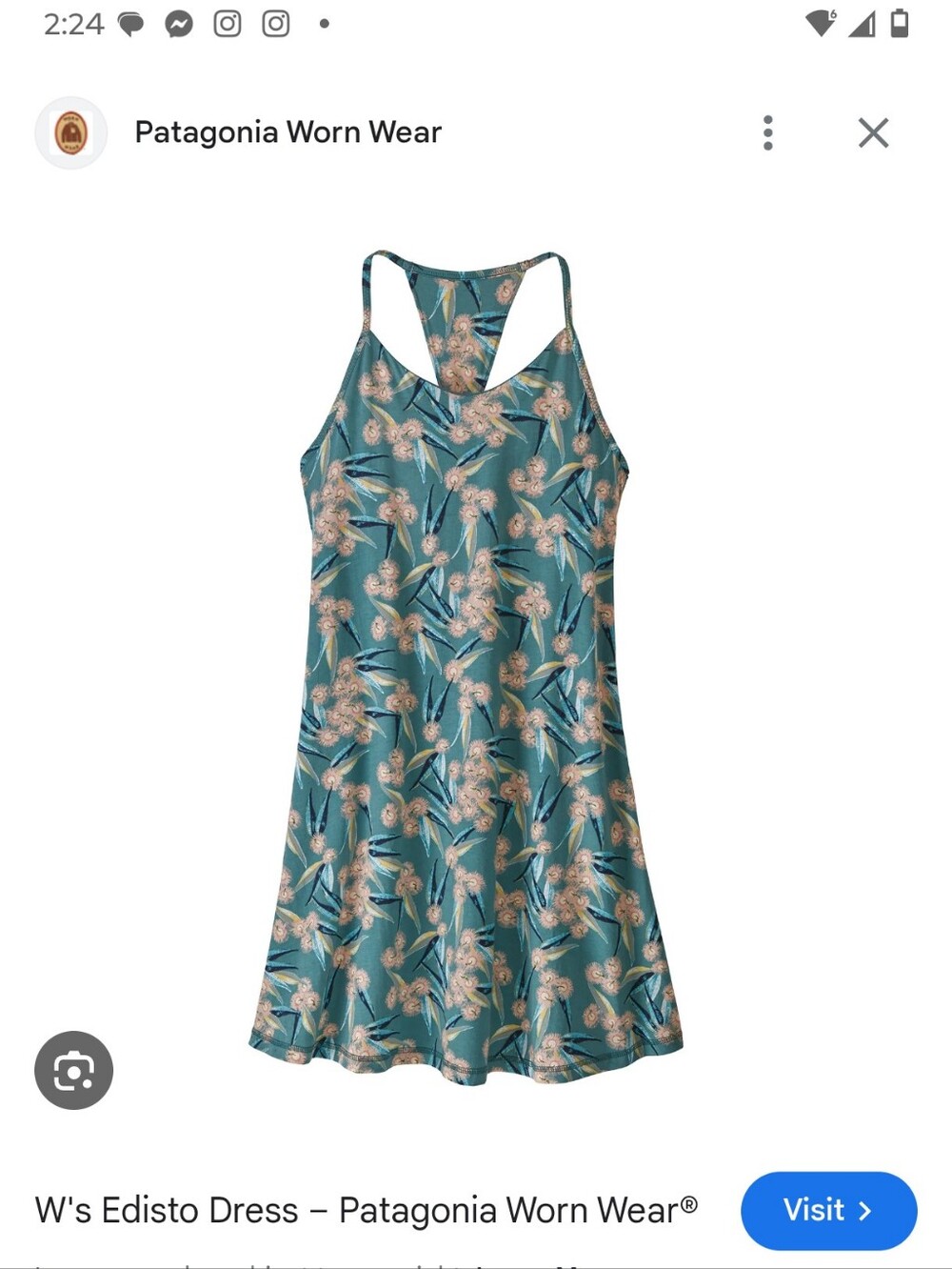 Patagonia Edisto Floral Tank Dress in Teal